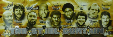 Steel Curtain Signed Steelers Panoramic 9 Sigs Greene Lambert Ham JSA LOA 13369