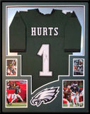 FRAMED PHILADELPHIA EAGLES JALEN HURTS AUTOGRAPHED SIGNED #1 JERSEY JSA COA