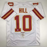 Autographed/Signed TYREEK HILL Kansas City White Jersey JSA COA Auto
