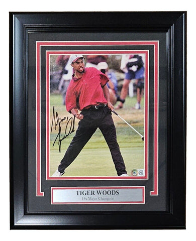 Tiger Woods Signed Framed PGA Golf Magazine Page BAS LOA