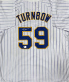 DERRICK TURNBOW Signed Custom Replica Pinstripe Brewers Jersey AUTO - BAS
