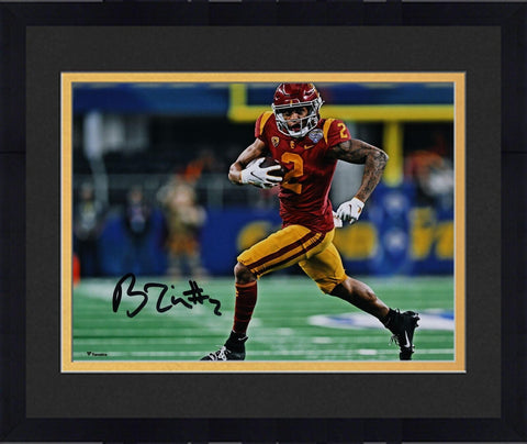 Framed Brenden Rice USC Trojans Autographed 8" x 10" Running in Red Jersey Photo