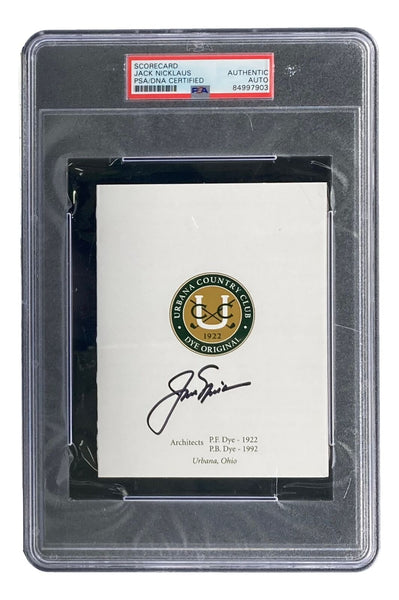 Jack Nicklaus Signed Urbana Country Club Scorecard PSA/DNA