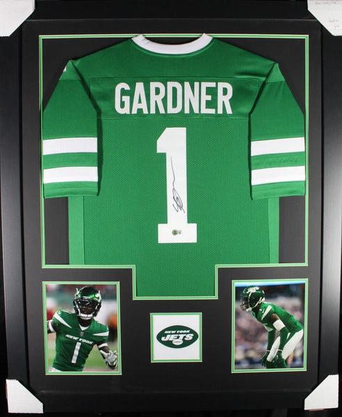 AHMAD SAUCE GARDNER (Jets green TOWER) Signed Autographed Framed Jersey Beckett