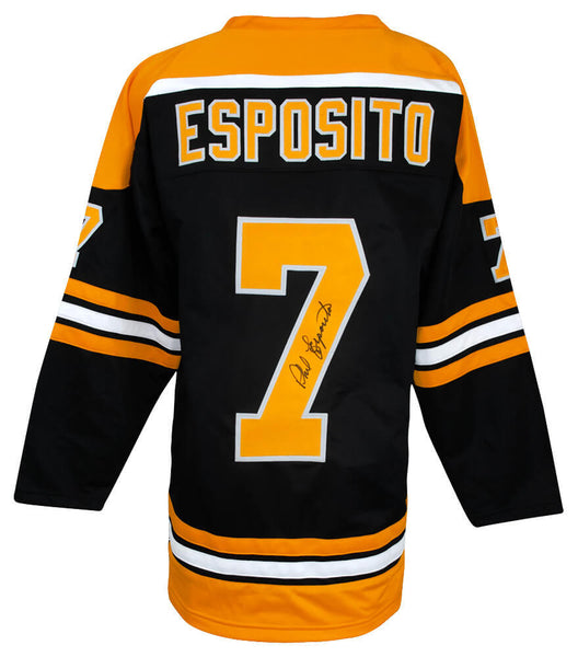 Phil Esposito (BRUINS) Signed Black Custom Hockey Jersey - (SCHWARTZ SPORTS COA)