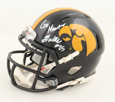 Gavin Williams Signed Iowa Hawkeyes Mini Helmet Inscribed "Go Hawks" (JSA COA)