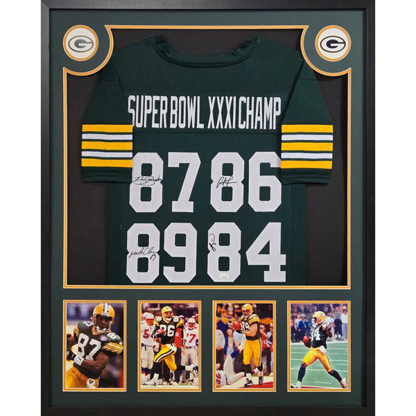 SB XXXI Autographed Signed Framed Green Bay Packers Jersey JSA