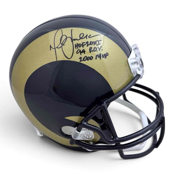 Marshall Faulk Autographed Signed Rams VSR4 Rep Helmet w/ Inscriptions - Beckett