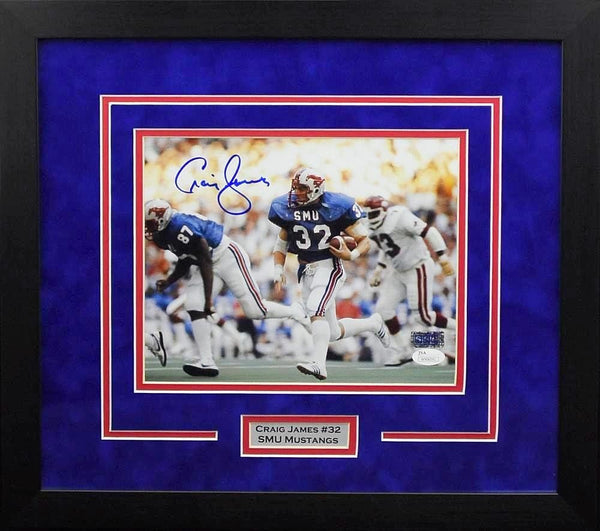 CRAIG JAMES AUTOGRAPHED SMU MUSTANGS 8x10 FRAMED PHOTO COA