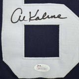 Framed Autographed/Signed Al Kaline 35x39 Detroit Blue Baseball Jersey JSA COA