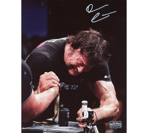 Devon Larratt Signed Unframed 8x10 Arm Wrestling Photo - Black Shirt