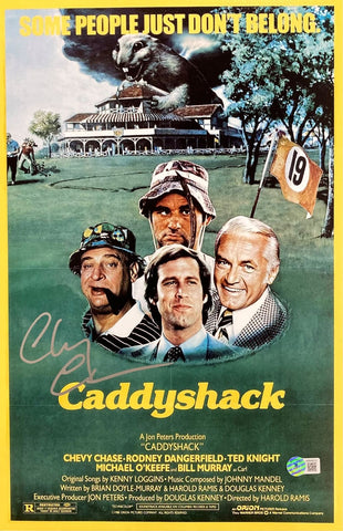 Chevy Chase Signed In Silver 11x17 Caddyshack Movie Poster Photo BAS