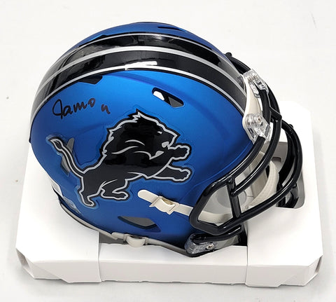 Jameson Williams Signed Detroit Lions 2024 ALT Mini Helmet Beckett Witnessed