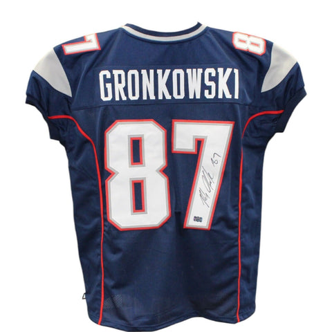 Rob Gronkowski Autographed/Signed Blue Jersey RAD 40364