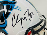 CHRISTIAN McCAFFREY Autographed Panthers White Matte Authentic Helmet FANATICS