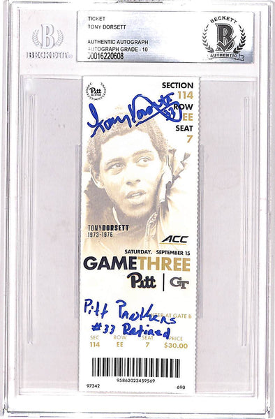 Tony Dorsett Autographed Ticket Stub 9/15/18 Insc. Beckett 42746