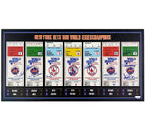1986 Mets Team Signed Unframed 12x24 Collage Ticket Board -Leach, Hearn, Lyons