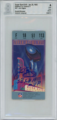 John Riggins Autographed Super Bowl XVII Ticket Stub SB MVP BAS Slab 42986
