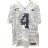 Dak Prescott Autographed Dallas Cowboys Nike Arctic Camo XL Jersey Beckett 50867