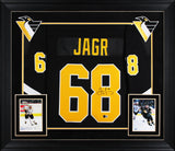 Penguins Jaromir Jagr Signed Black Fanatics Breakaway Framed Jersey BAS Witness