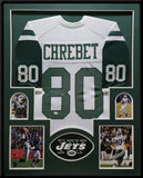 FRAMED NEW YORK JETS WAYNE CHREBET AUTOGRAPHED SIGNED JERSEY JSA COA
