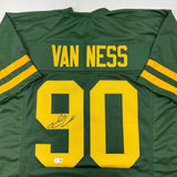 Autographed/Signed Lukas Van Ness Green Bay Color Rush Football Jersey BAS COA