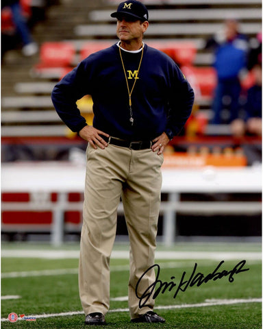 Jim Harbaugh Michigan Wolverines Signed 8'' x 10'' Hands on Hips Photo