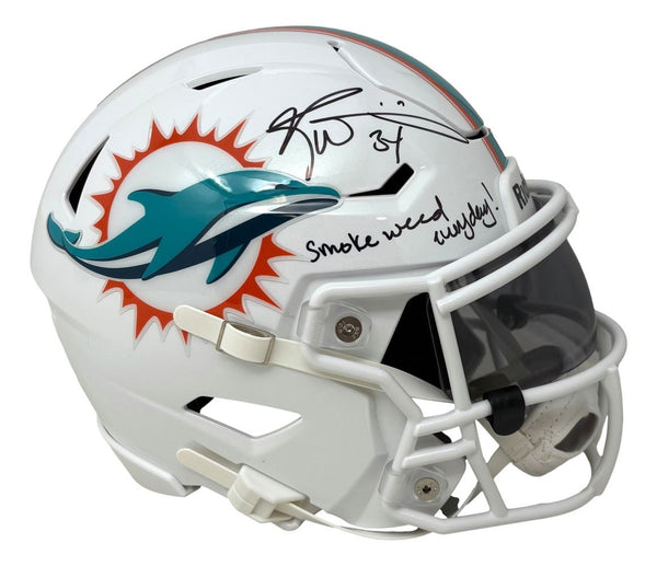 Ricky Williams Signed Miami Dolphins MIDI SpeedFlex Helmet Smoke Weed JSA QR