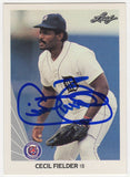 Cecil Fielder Signed Tigers 1990 Leaf Baseball Trading Card #165 -(SCHWARTZ COA)