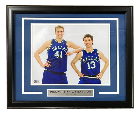 Steve Nash Dirk Nowitzki Signed Framed 11x14 Dallas Mavericks Photo BAS