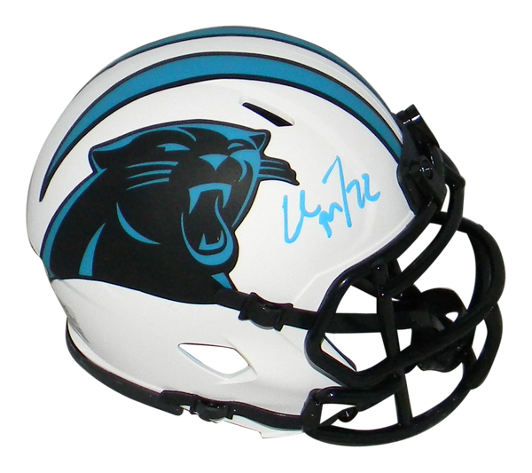 CHRISTIAN McCAFFREY SIGNED CAROLINA PANTHERS LUNAR SPEED MINI HELMET BECKETT
