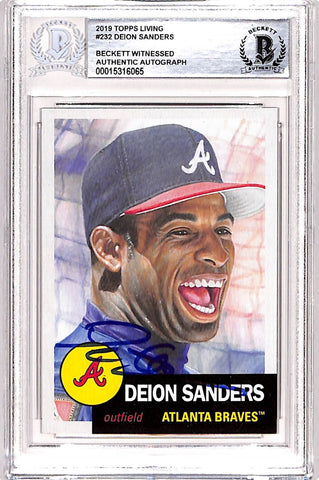 Deion Sanders Signed 2019 Topps Living #232 Trading Card Beckett 37145