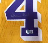 Los Angeles Lakers Jerry West Autographed Yellow Jersey Beckett BAS QR #BP45964