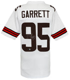 Myles Garrett (BROWNS) Signed White Custom Football Jersey - (Beckett COA)