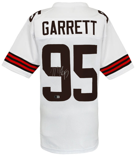 Myles Garrett (BROWNS) Signed White Custom Football Jersey - (Beckett COA)