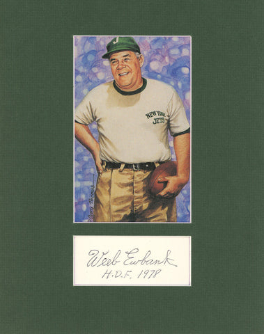 Weeb Ewbank Signed Cut Matted With Goal Line Art Card HOF BAS 45018