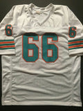 Autographed/Signed LARRY LITTLE "HOF 93" Miami White Football Jersey JSA COA