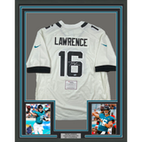 Framed Autographed/Signed Trevor Lawrence 33x42 Jaguars Nike Jersey Fanatics COA