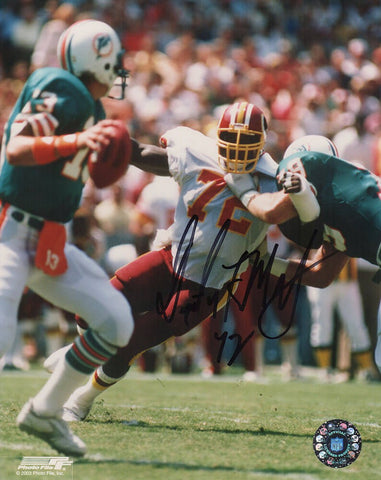 Dexter Manley Signed Washington Action vs Dolphins 8x10 Photo - (SCHWARTZ COA)