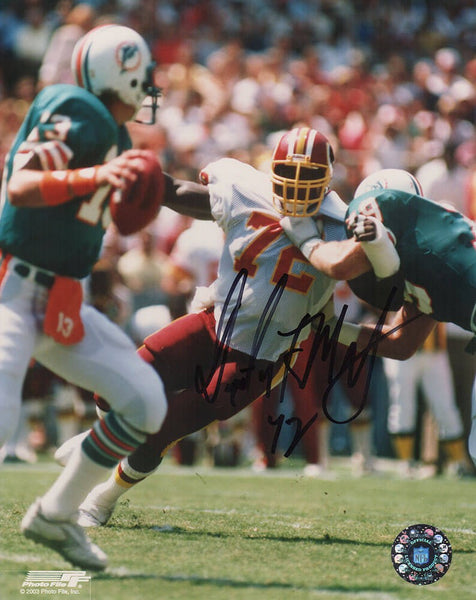 Dexter Manley Signed Washington Action vs Dolphins 8x10 Photo - (SCHWARTZ COA)
