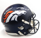 Bo Nix Autographed & Inscribed "Go Broncos" Navy Pro Speed Helmet BAS COA