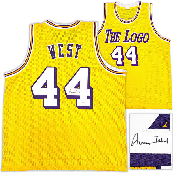 LOS ANGELES LAKERS JERRY WEST AUTOGRAPHED SIGNED YELLOW JERSEY JSA STOCK #228808