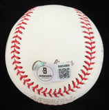 Joe Maddon Signed 2016 World Series Logo Baseball (Beckett) Chicago Cubs Manager