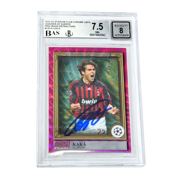 Kaka Signed 2022-23 Topps Stadium Club Chrome Legends Pink /150 - BGS 7.5