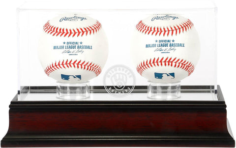 Milwaukee Brewers Mahogany 2-Baseball Display Case