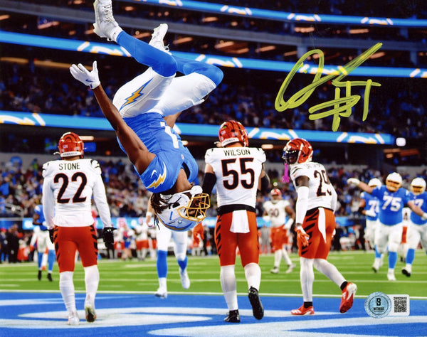 QUENTIN JOHNSTON AUTOGRAPHED LOS ANGELES CHARGERS FLIP 8x10 PHOTO BECKETT