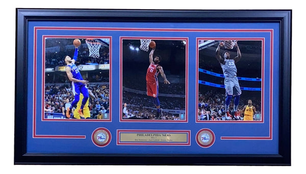 Embiid Simmons Butler Framed 18x34 Philadelphia 76ers 8x10 Photo Collage