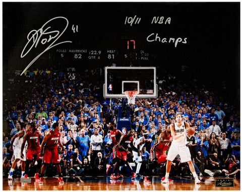 DIRK NOWITZKI Autographed "10-11 NBA Champs" 16" x 20" Photograph PANINI LE 141