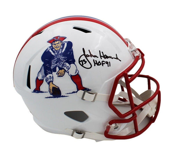 John Hannah Signed New England Patriots Speed Full Size 1990-92 NFL He – Super Sports Center