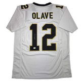 Autographed/Signed Chris Olave New Orleans White Football Jersey Beckett BAS COA